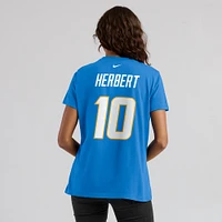 T-shirt avec nom et numéro des Chargers de Los Angeles Nike Justin Herbert bleu poudré pour femme