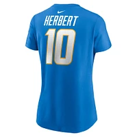 T-shirt avec nom et numéro de joueur des Chargers Los Angeles Nike Justin Herbert bleu poudré pour femme