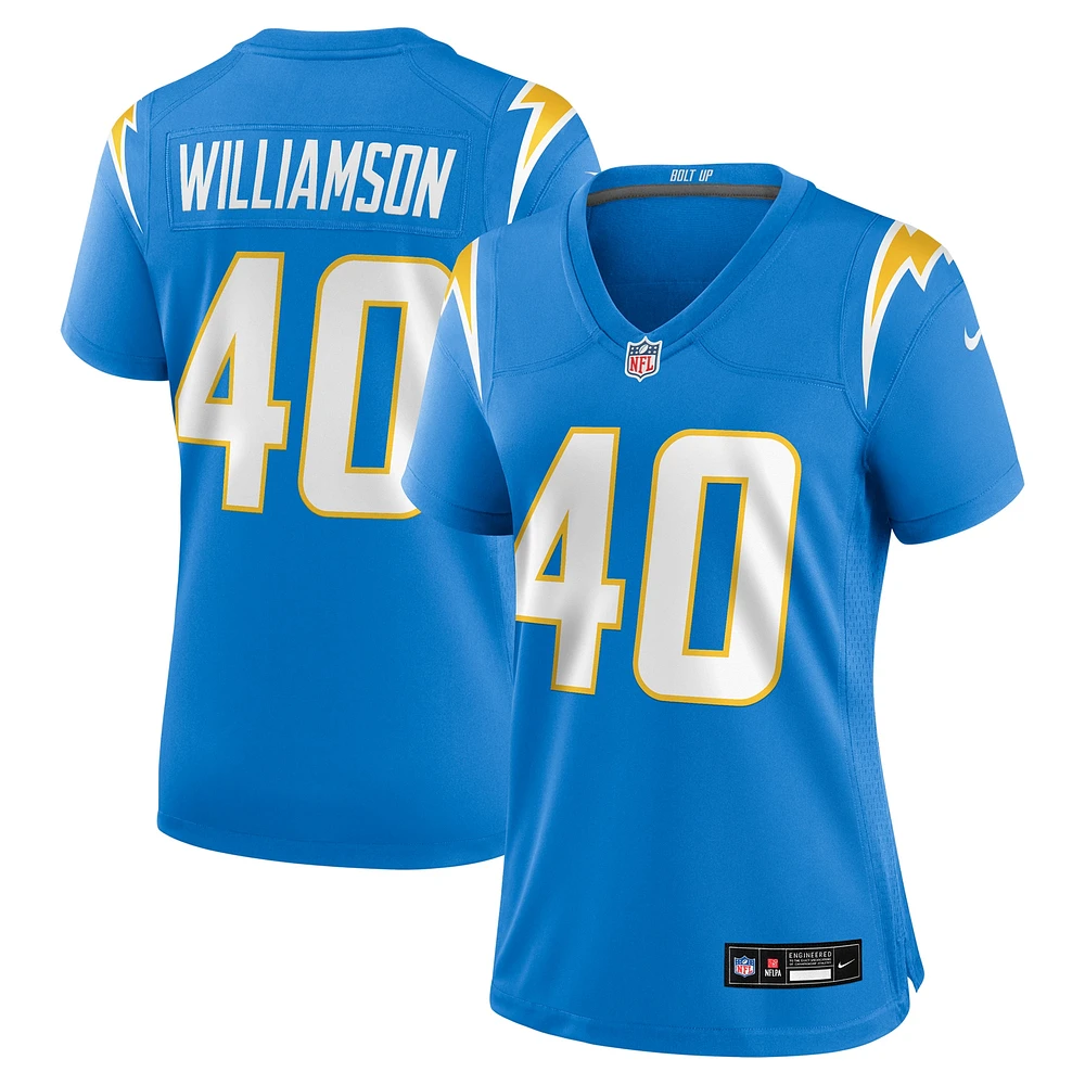 Maillot de match Nike Kendall Williamson bleu poudre pour femme des Los Angeles Chargers