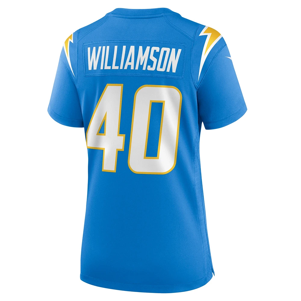 Maillot de match Nike Kendall Williamson bleu poudre pour femme des Los Angeles Chargers