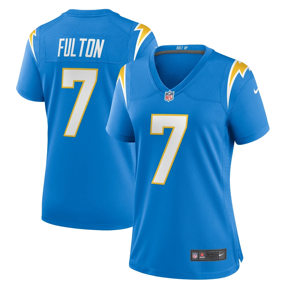 Maillot Nike Kristian Fulton bleu poudre pour femme des Los Angeles Chargers