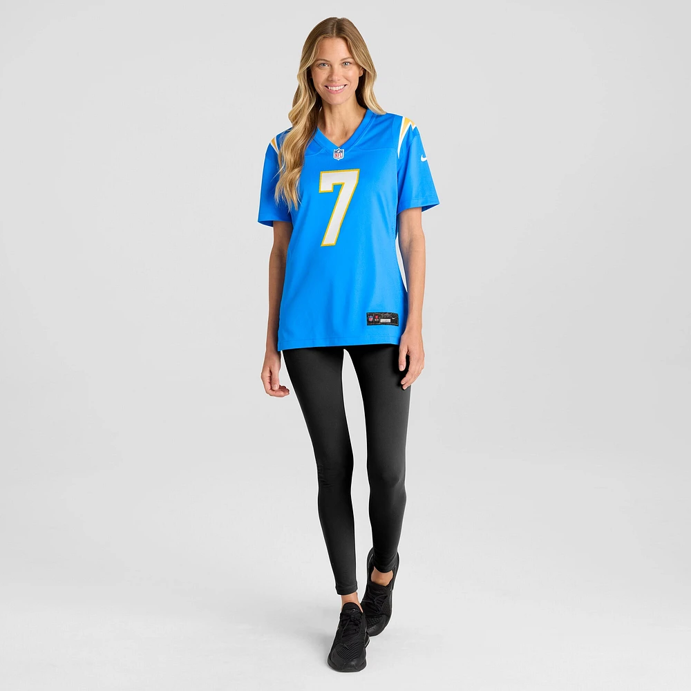 Maillot Nike Kristian Fulton bleu poudre pour femme des Los Angeles Chargers