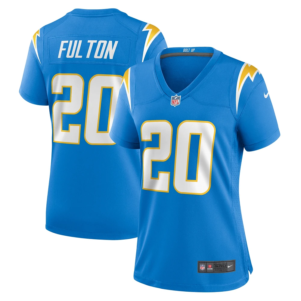 Maillot de match l'équipe des Chargers Los Angeles Nike Kristian Fulton pour femme, bleu poudre