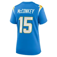 Maillot de match des Chargers Los Angeles Nike Ladd McConkey pour femme, bleu poudre