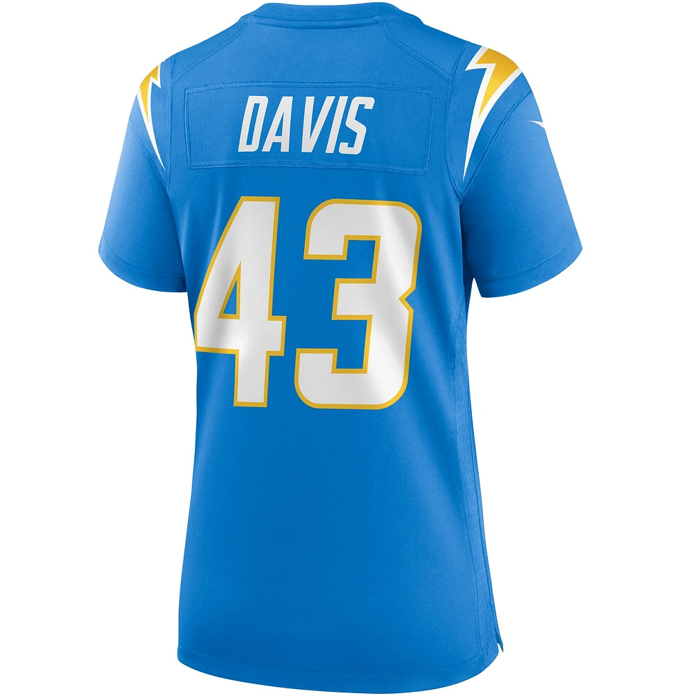 Maillot de match Nike Michael Davis des Chargers Los Angeles pour femme, bleu poudre