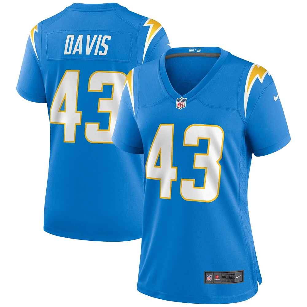 Maillot de match Nike Michael Davis des Chargers Los Angeles pour femme, bleu poudre