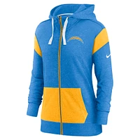 Women's Nike Powder Blue/Gold Los Angeles Chargers Monaco Lightweight Full-Zip Hoodie