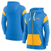 Women's Nike Powder Blue/Gold Los Angeles Chargers Monaco Lightweight Full-Zip Hoodie