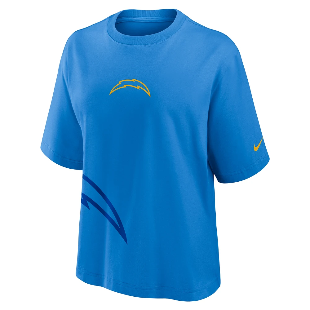 T-shirt boxy Nike bleu poudre Los Angeles Chargers pour femme