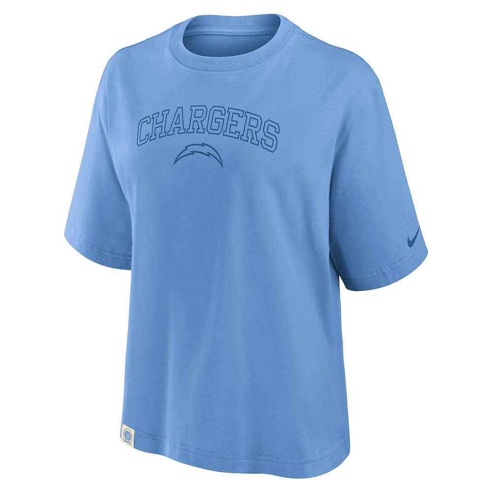 T-shirt Nike bleu poudre Los Angeles Chargers Glory Arch Boxy pour femme