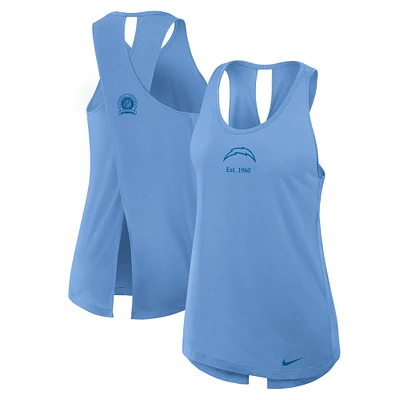 Débardeur Nike bleu poudre Los Angeles Chargers Glory Crisscross Performance pour femme