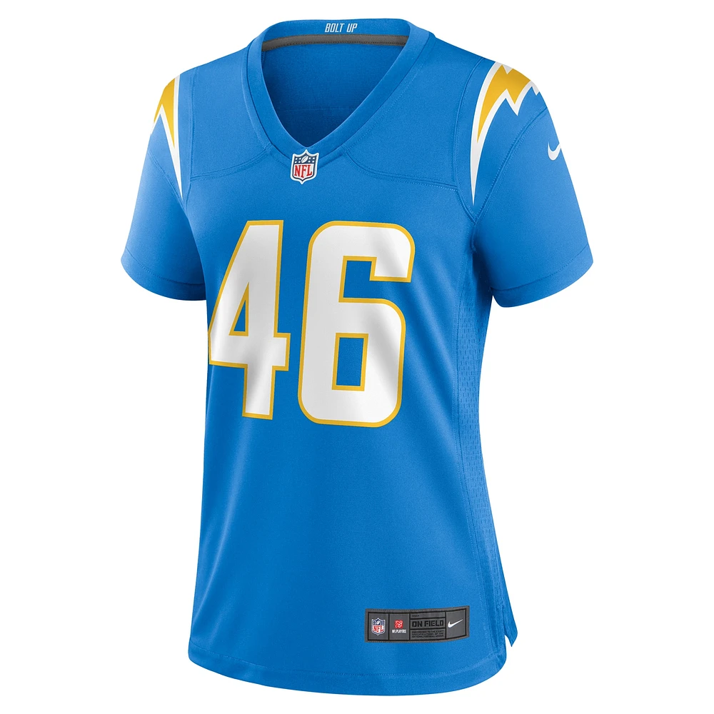 Maillot de match l'équipe des Chargers Los Angeles Nike bleu poudré pour femme