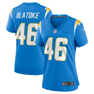 Maillot de match l'équipe des Chargers Los Angeles Nike bleu poudré pour femme