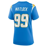 Maillot de match d'équipe des Los Angeles Chargers Nike Scott Matlock pour femme, bleu poudré