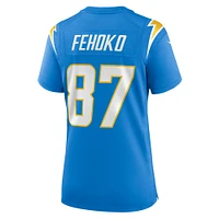 Maillot de match Nike Simi Fehoko des Chargers Los Angeles pour femme, bleu poudre