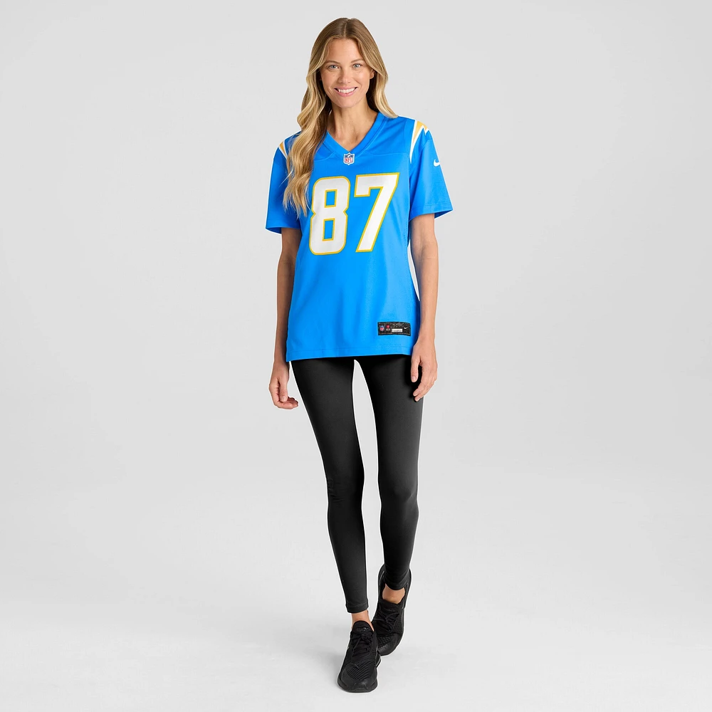 Maillot de match Nike Simi Fehoko des Chargers Los Angeles pour femme, bleu poudre