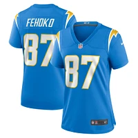 Maillot de match Nike Simi Fehoko des Chargers Los Angeles pour femme, bleu poudre