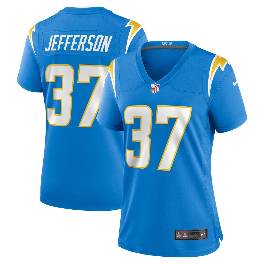 Maillot de match l'équipe des Chargers Los Angeles Nike Tony Jefferson pour femme, bleu poudre