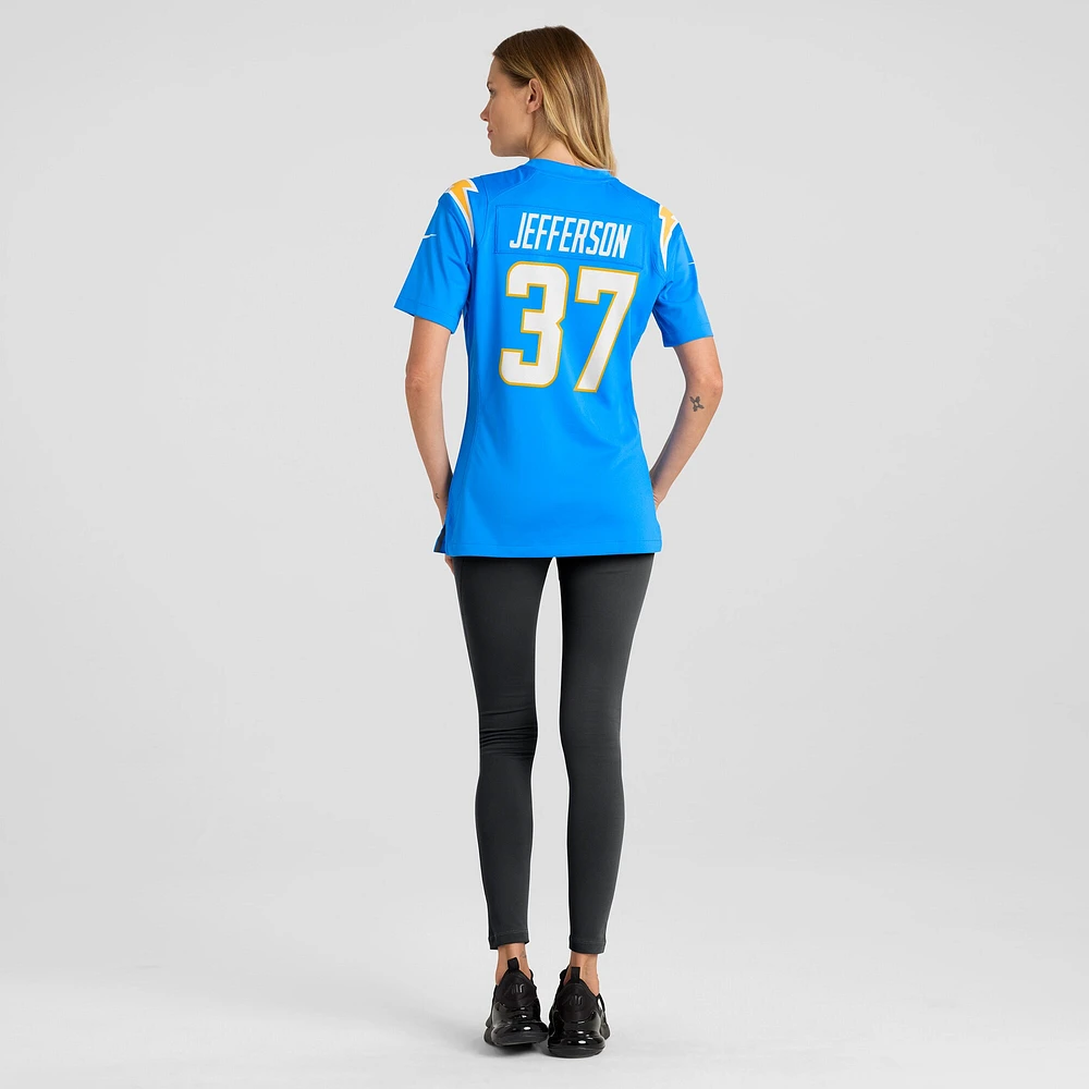 Maillot de match l'équipe des Chargers Los Angeles Nike Tony Jefferson pour femme, bleu poudre