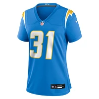 Maillot Nike Trikweze Bridges bleu poudre pour femme des Los Angeles Chargers
