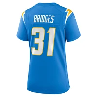 Maillot Nike Trikweze Bridges bleu poudre pour femme des Los Angeles Chargers