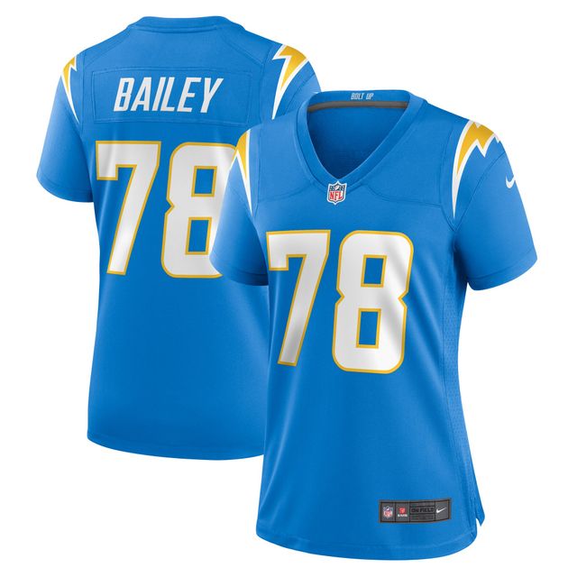 Maillot de match joueur des Chargers Los Angeles Nike Zack Bailey pour femme, bleu poudre