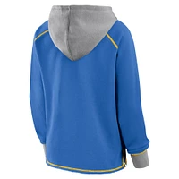 Sweat à capuche col en V polaire bleu poudre Los Angeles Chargers Boom pour femme