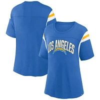 T-shirt bleu poudré à rayures pour femme Los Angeles Chargers