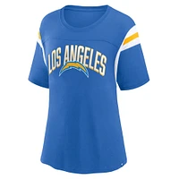 T-shirt bleu poudré à rayures pour femme Los Angeles Chargers