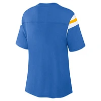 T-shirt bleu poudré à rayures pour femme Los Angeles Chargers