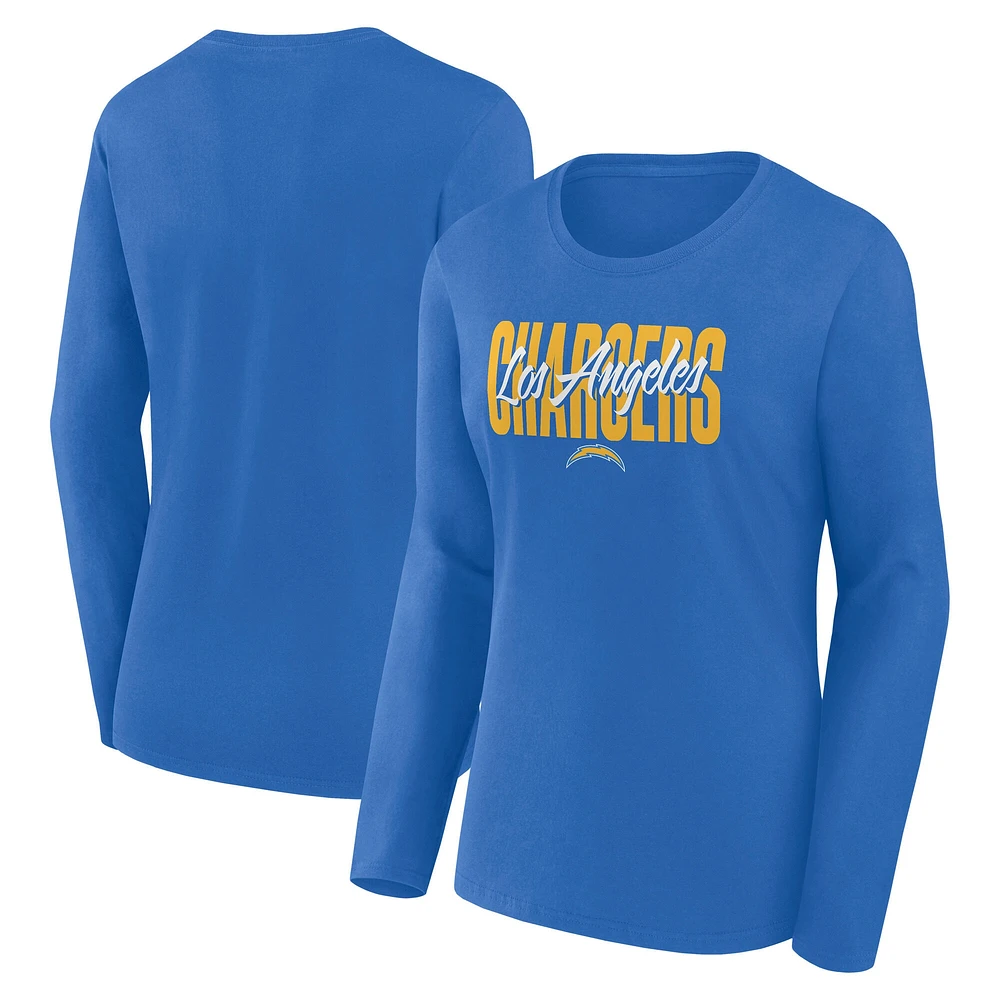 Women's Powder Blue Los Angeles Chargers Grip Long Sleeve T-Shirt