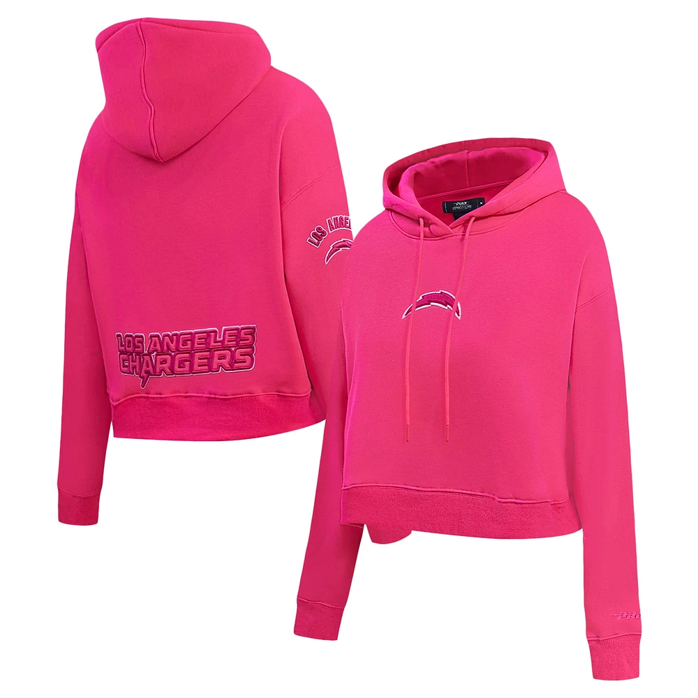 Women's Pro Standard Pink Los Angeles Chargers Triple Cropped Fleece Pullover Hoodie