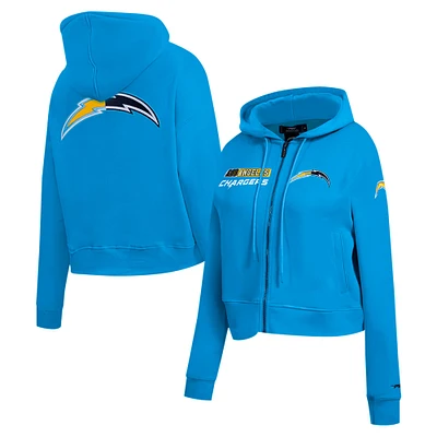 Sweat à capuche zippé avec logo Split Pro Standard bleu poudre pour femme des Los Angeles Chargers