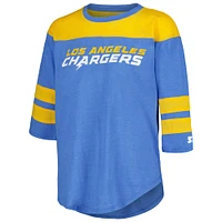 T-shirt à manches 3/4 pour femmes Starter Powder Blue Los Angeles Chargers Fullback Tri-Blend