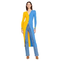 Women's STAUD Gold/Powder Blue Los Angeles Chargers Shoko Knit Button-Up Sweater Dress