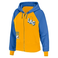 Women's WEAR by Erin Andrews Gold Los Angeles Chargers Colorblock Lightweight Full-Zip Hoodie