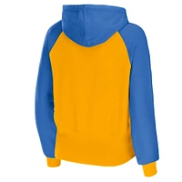 Women's WEAR by Erin Andrews Gold Los Angeles Chargers Colorblock Lightweight Full-Zip Hoodie