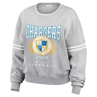 Women's WEAR by Erin Andrews Heather Gray Los Angeles Chargers Cropped Pullover Sweatshirt