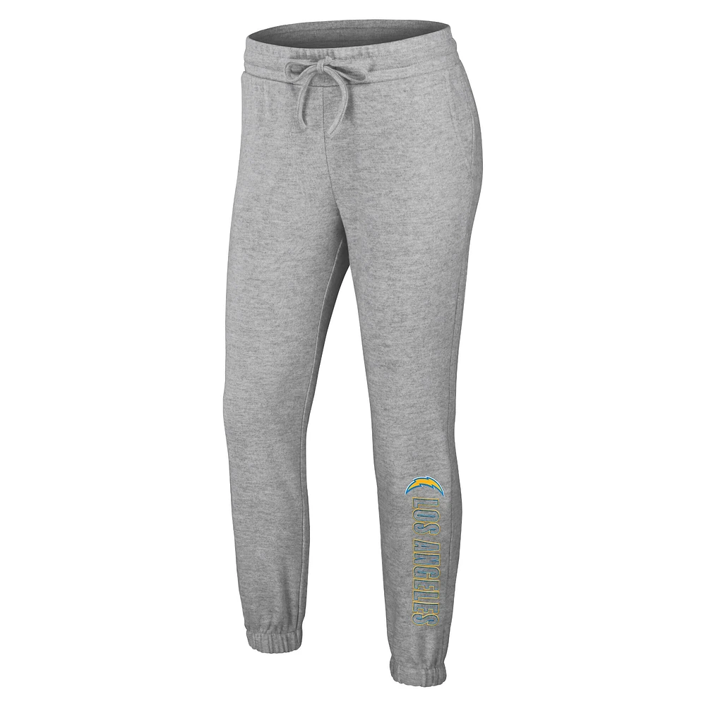 Ensemble de nuit pour femme WEAR by Erin Andrews Heather Gray Los Angeles Chargers en tricot à manches longues et pantalon