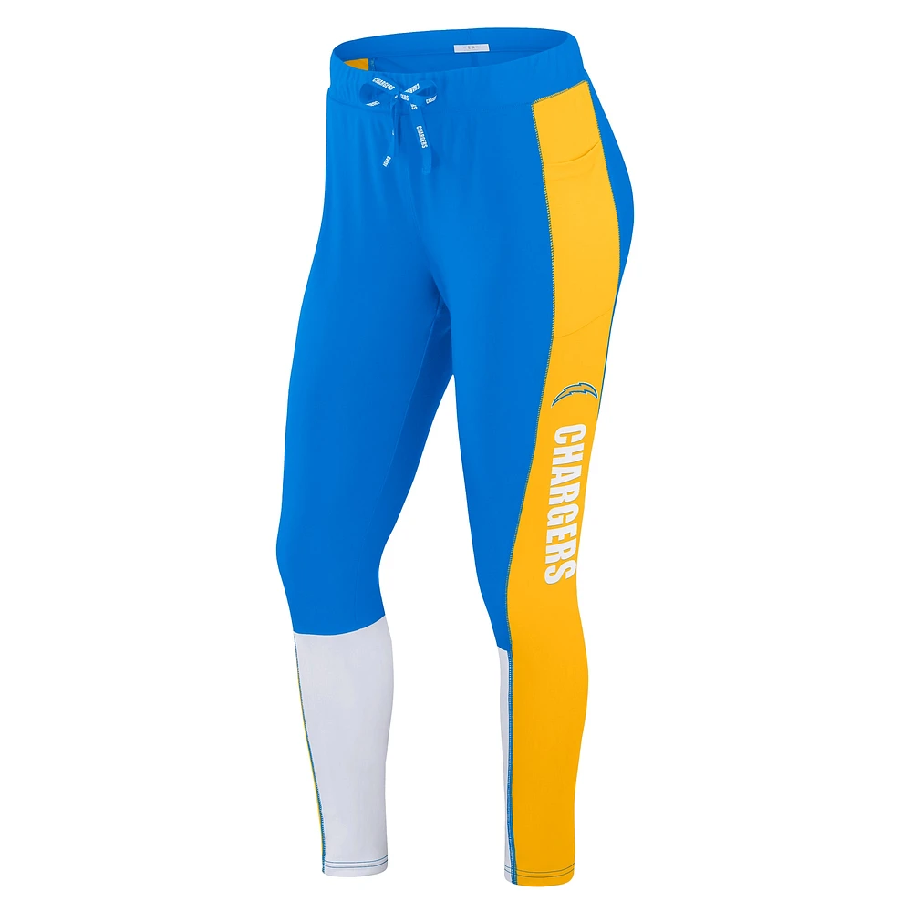 Women's WEAR by Erin Andrews Powder Blue/Gold Los Angeles Chargers Color-Block Leggings