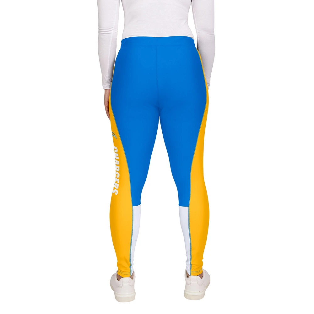 Women's WEAR by Erin Andrews Powder Blue/Gold Los Angeles Chargers Color-Block Leggings