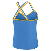 Women's WEAR by Erin Andrews Powder Blue Los Angeles Chargers Cross Strap Tri-Blend Tank Top