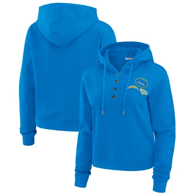 Women's WEAR by Erin Andrews  Powder Blue Los Angeles Chargers Waffle Hoodie Pullover Top