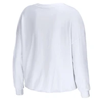 Women's WEAR by Erin Andrews White Los Angeles Chargers Domestic Cropped Long Sleeve T-Shirt