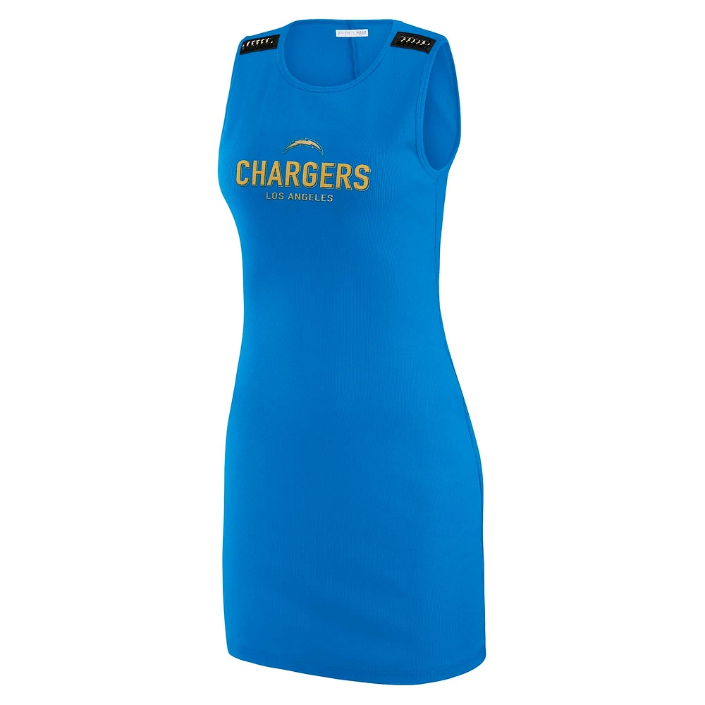 Women's WEAR by Erin Andrews x Gracie Hunt Powder Blue Los Angeles Chargers Ribbed Tank Dress