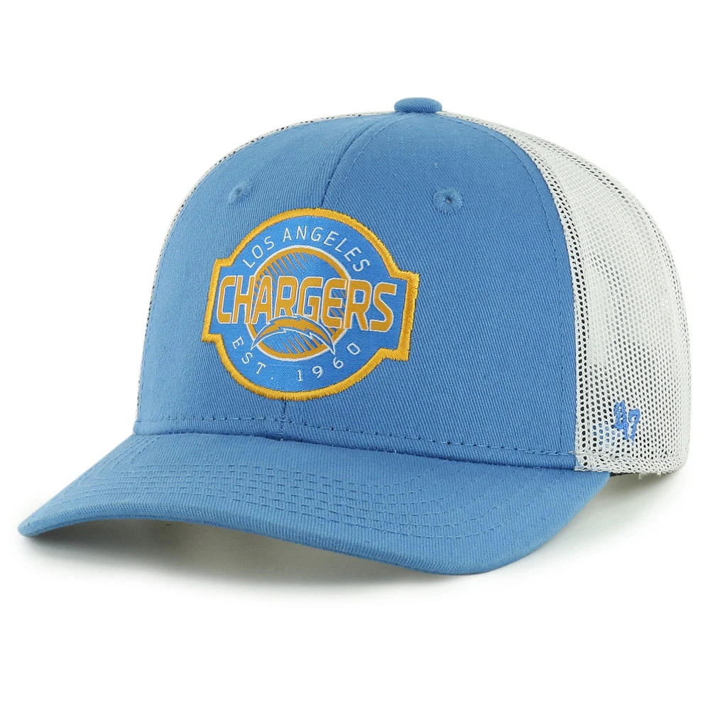 Youth '47 Powder Blue/White Los Angeles Chargers Scramble Adjustable Trucker Hat