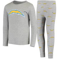 Youth Gray Los Angeles Chargers Long Sleeve T-Shirt & Pants Sleep Set