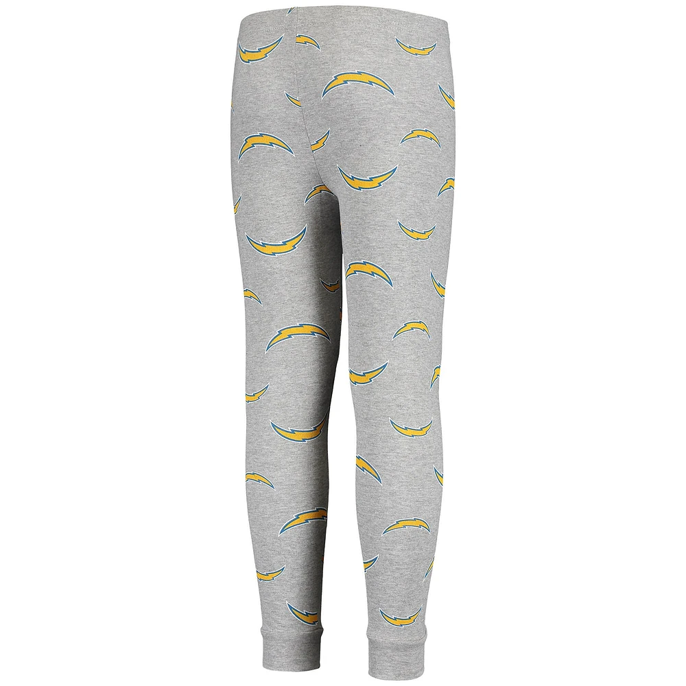 Youth Gray Los Angeles Chargers Long Sleeve T-Shirt & Pants Sleep Set