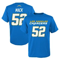 T-shirt avec nom et numéro de joueur Mainliner des Chargers Los Angeles bleu poudre Khalil Mack pour jeunes