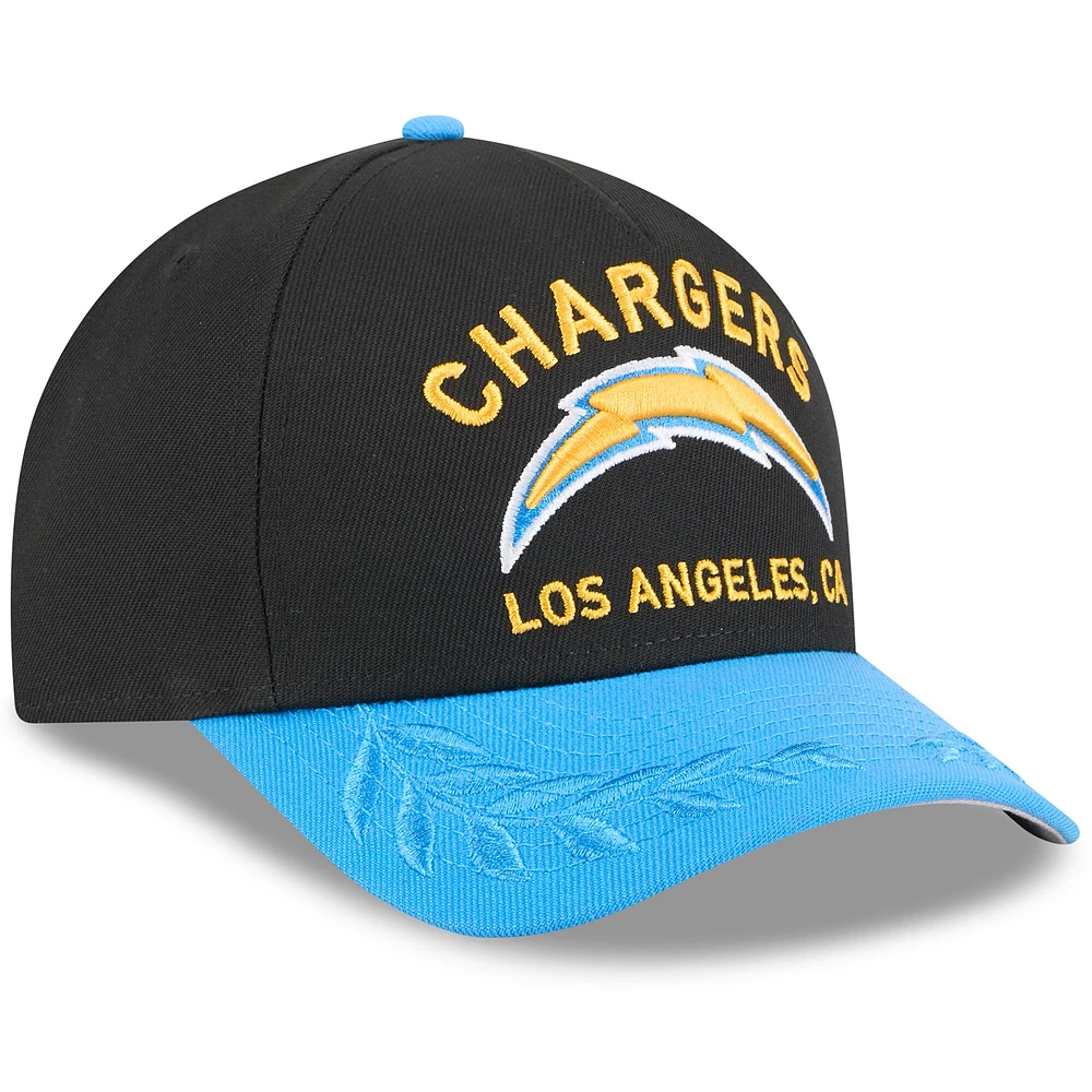 Youth New Era Black/Powder Blue Los Angeles Chargers 2025 NFL Draft 9FORTY A-Frame M-Crown Adjustable Hat